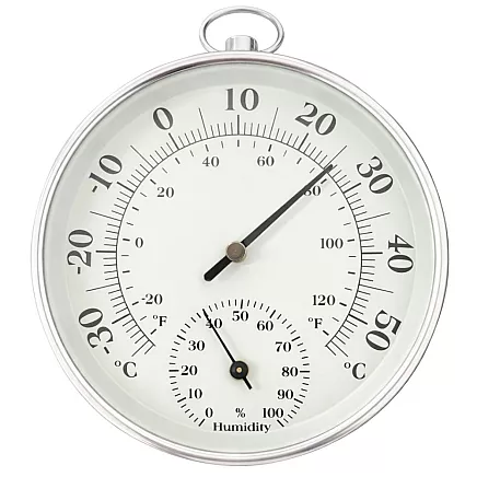 Analogue wall-mounted thermometer and hygrometer – temperature and humidity for home and garden