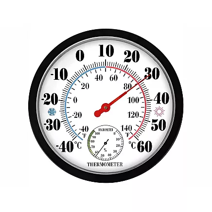 Analogue room humidity thermometer and hygrometer – wall-mounted, round