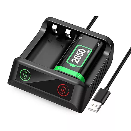 Аккумулятор 2x 2650 мач для падов контроллеров xbox series x s зарядное устройство