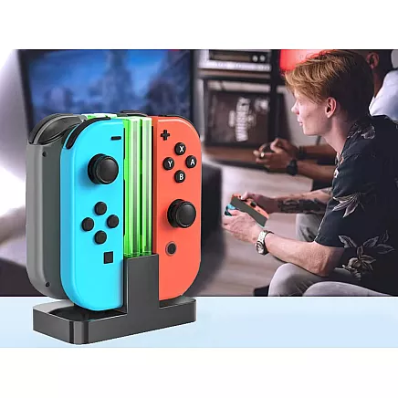 Зарядная станция для 4 контроллеров joy-con nintendo switch с led-подсветкой