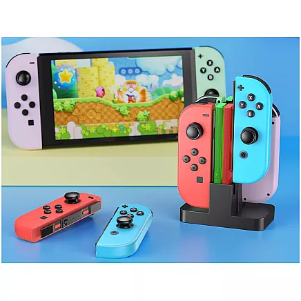 Зарядная станция для 4 контроллеров joy-con nintendo switch с led-подсветкой