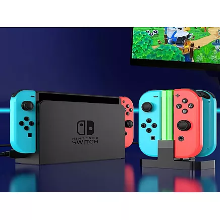 Зарядная станция для 4 контроллеров joy-con nintendo switch с led-подсветкой