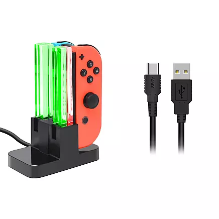 Зарядная станция для 4 контроллеров joy-con nintendo switch с led-подсветкой