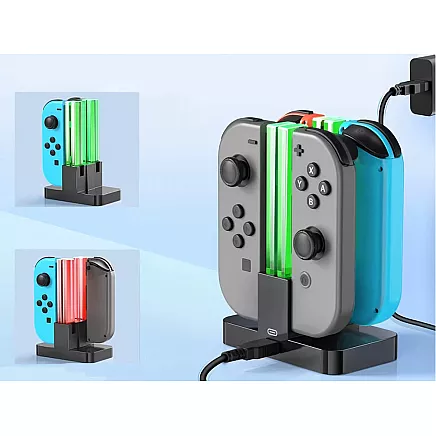 Зарядная станция для 4 контроллеров joy-con nintendo switch с led-подсветкой