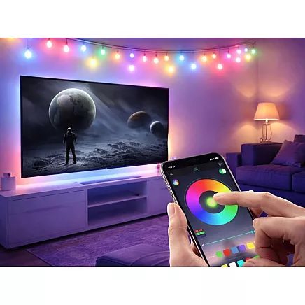 USB RGB LED COLOURED LIGHTS, APP, REMOTE CONTROL, DECORATIVE CHRISTMAS BALLS