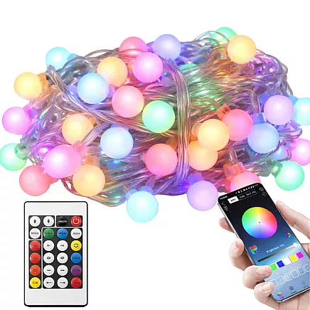 USB RGB LED COLOURED LIGHTS, APP, REMOTE CONTROL, DECORATIVE CHRISTMAS BALLS