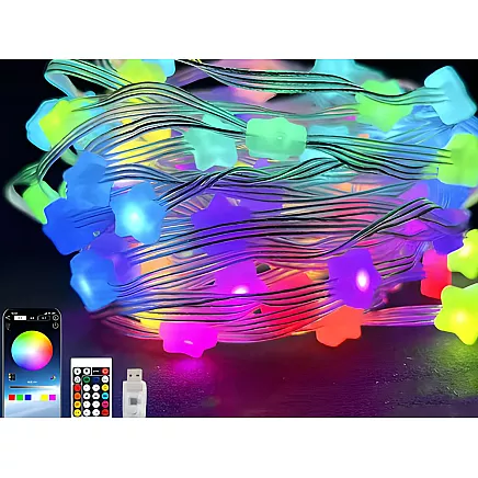 USB RGB LED STAR LIGHTS WITH APP AND REMOTE CONTROL – COLOURFUL DECORATIVE CHRISTMAS LIGHTS