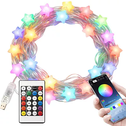 USB RGB LED STAR LIGHTS WITH APP AND REMOTE CONTROL – COLOURFUL DECORATIVE CHRISTMAS LIGHTS