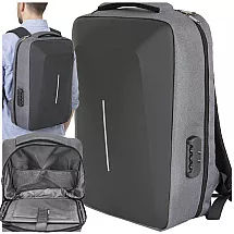 LARGE, STURDY, ANTI-THEFT BUSINESS BACKPACK WITH COMPUTER COMPARTMENT AND COMBINATION LOCK