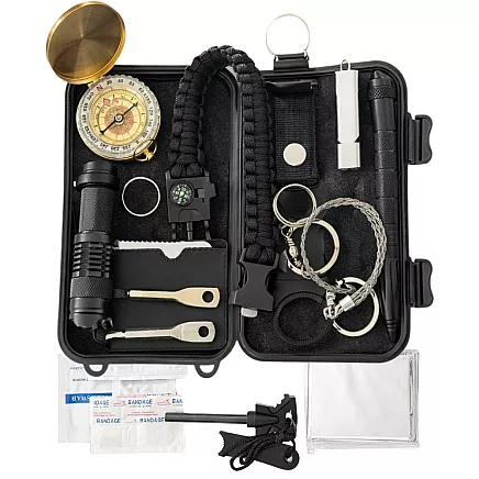 НАБОР ДЛЯ ВЫЖИВАНИЯ 35-в-1: НЕОБХОДИМЫЕ ВЕЩИ ДЛЯ ВЫЖИВАНИЯ, ВОЕННЫЙ И ТУРИСТИЧЕСКИЙ НАБОР В ЧЕХЛЕ