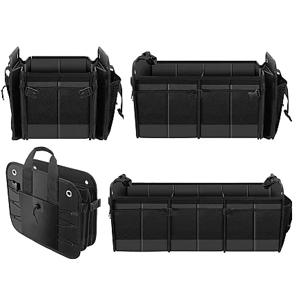 FOLDING CAR BOOT ORGANISER WITH STRAPS AND LARGE POCKETS