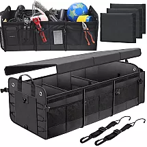 FOLDING CAR BOOT ORGANISER WITH STRAPS AND LARGE POCKETS