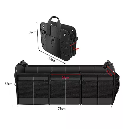 FOLDING CAR BOOT ORGANISER WITH STRAPS AND LARGE POCKETS
