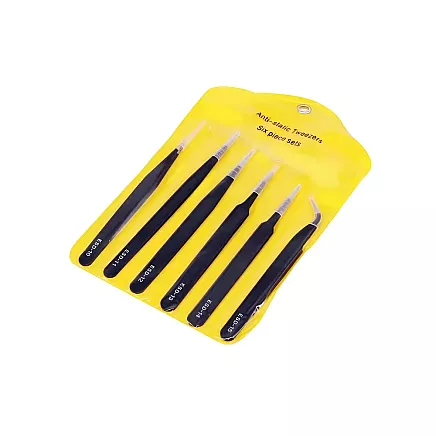 Прецизные антистатические пинцеты, набор 6 шт. Электроника, сервис, моделирование