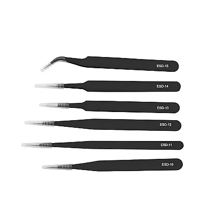 Прецизные антистатические пинцеты, набор 6 шт. Электроника, сервис, моделирование