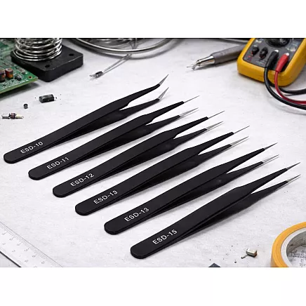 Прецизные антистатические пинцеты, набор 6 шт. Электроника, сервис, моделирование