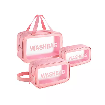 Travel cosmetic bag tourist set 3in1 transparent for cosmetics