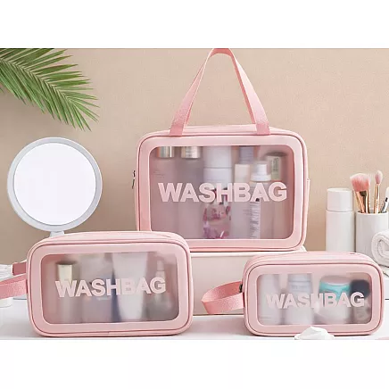 Travel cosmetic bag tourist set 3in1 transparent for cosmetics