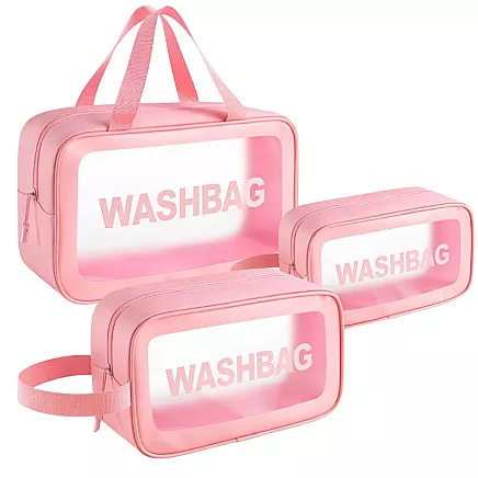 Travel cosmetic bag tourist set 3in1 transparent for cosmetics