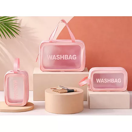 Travel cosmetic bag tourist set 3in1 transparent for cosmetics