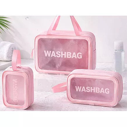 Travel cosmetic bag tourist set 3in1 transparent for cosmetics