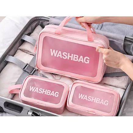 Travel cosmetic bag tourist set 3in1 transparent for cosmetics