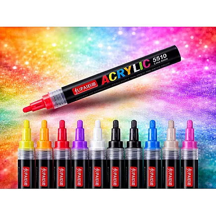 Acrylic markers set of 12 waterproof flamastry markers with ink