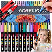 Acrylic markers set of 12 waterproof flamastry markers with ink