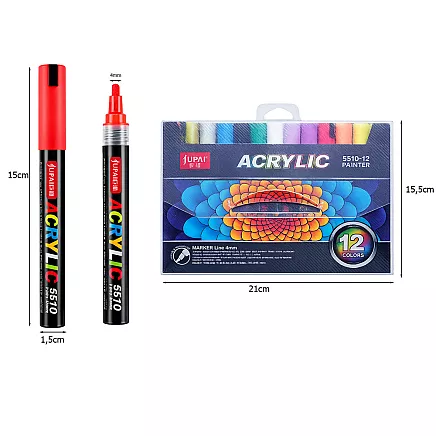 Acrylic markers set of 12 waterproof flamastry markers with ink