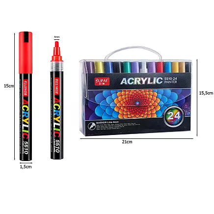 Acrylic markers set of 24 waterproof flamastry markers with ink