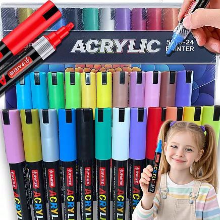 Acrylic markers set of 24 waterproof flamastry markers with ink