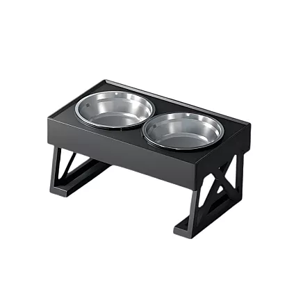 Raised double dog and cat bowl on a stand – 2x large, stainless steel
