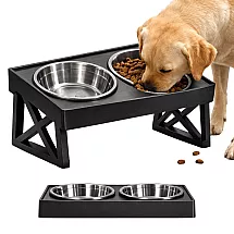 Raised double dog and cat bowl on a stand – 2x large, stainless steel
