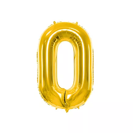 Golden number 0 foil balloon, 66cm – birthday party decoration