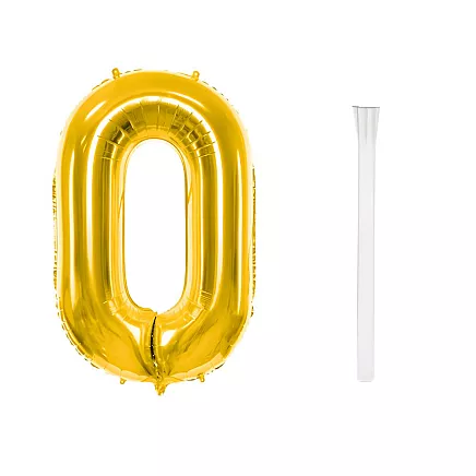 Golden number 0 foil balloon, 66cm – birthday party decoration