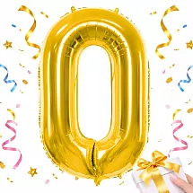 Golden number 0 foil balloon, 66cm – birthday party decoration