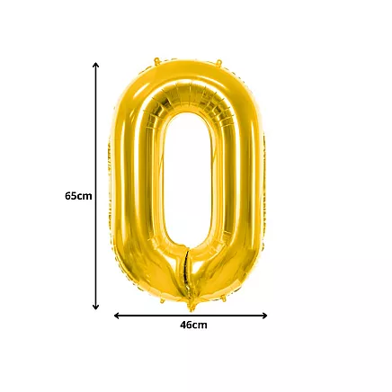 Golden number 0 foil balloon, 66cm – birthday party decoration