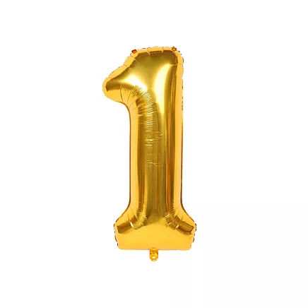 Golden number 1 foil balloon, 66cm – birthday party decoration