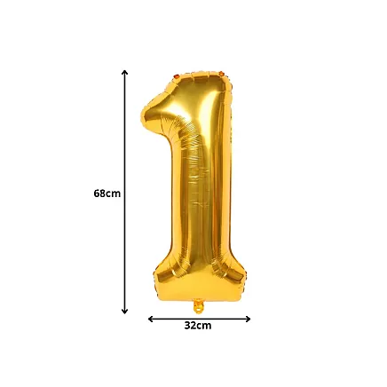 Golden number 1 foil balloon, 66cm – birthday party decoration