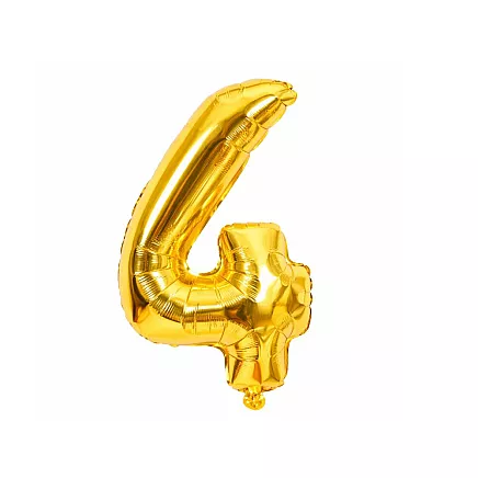 Golden number 4 foil balloon, 66cm – birthday party decoration