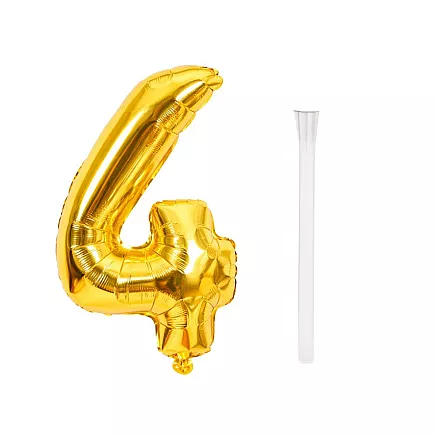 Golden number 4 foil balloon, 66cm – birthday party decoration