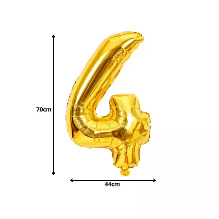 Golden number 4 foil balloon, 66cm – birthday party decoration