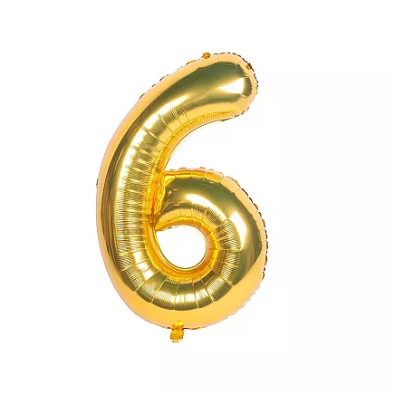 Golden number 6 foil balloon, 66cm – birthday party decoration