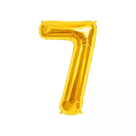 Golden number 7 foil balloon, 66cm – birthday party decoration