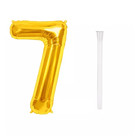 Golden number 7 foil balloon, 66cm – birthday party decoration