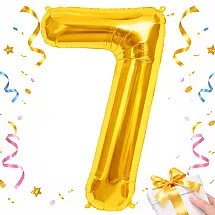 Golden number 7 foil balloon, 66cm – birthday party decoration