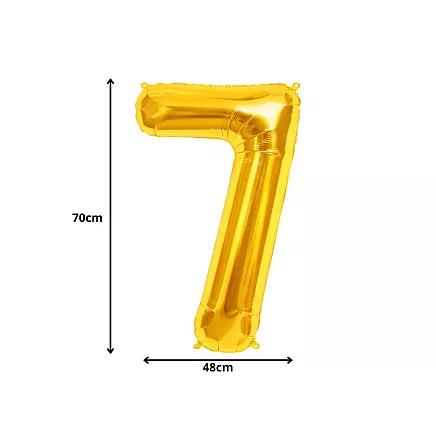 Golden number 7 foil balloon, 66cm – birthday party decoration