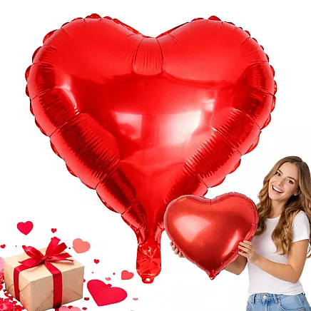 Red heart-shaped foil balloon – decorative gift for an anniversary or valentines day – large