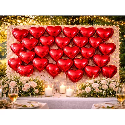 Red heart-shaped foil balloon – decorative gift for an anniversary or valentines day – large