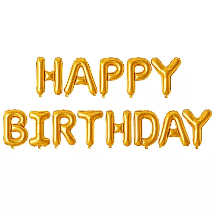 Фольгированные шарики «с днем рождения», гирлянда, золотой надпись «день рождения», декорация